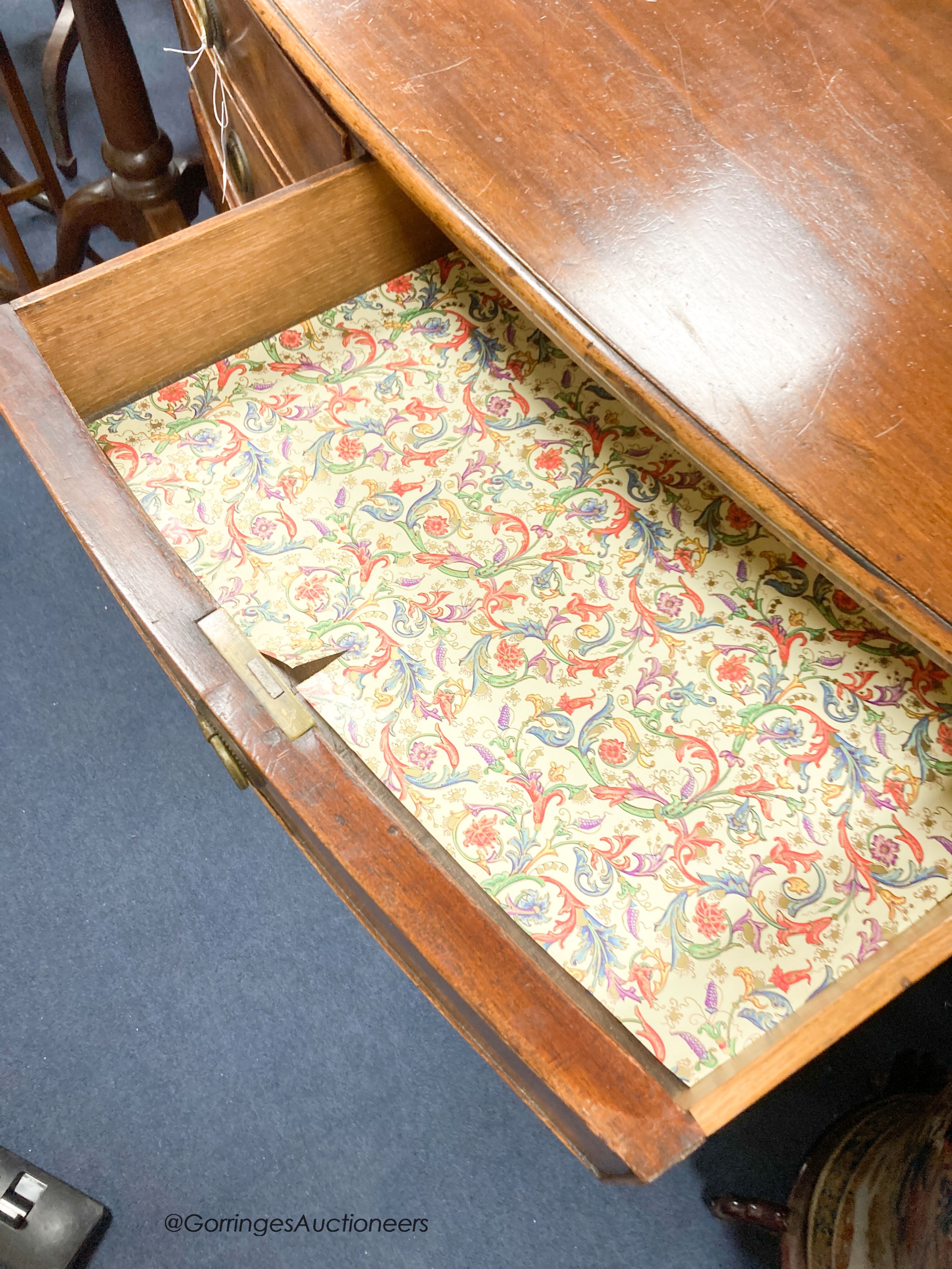 A Regency mahogany bowfront chest, width 108cm, depth 52cm, height 91cm